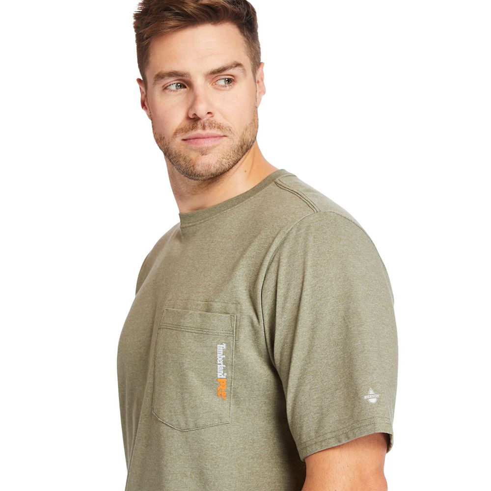 Timberland Mens T-Shirts PRO® Big & Tall Base Plate Short-Sleeve - Olive - India WC9853041